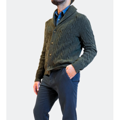 Gran Sasso Cardigan con collo a scialle verde