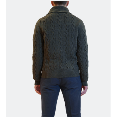 Gran Sasso Green Shawl-Collar Cardigan