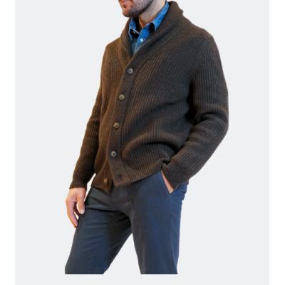 Gran Sasso Cardigan con collo a scialle in filato Donegal