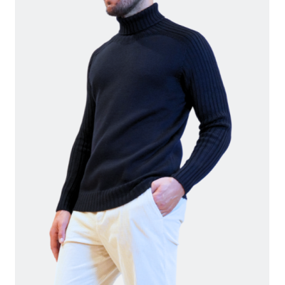 Gran Sasso Maglia dolcevita pura lana vergine blu