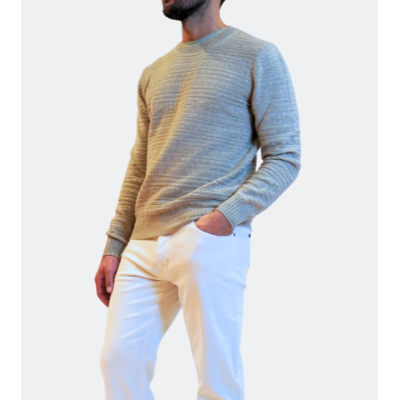 Gran Sasso Maglia girocollo con ricamo rilievo beige