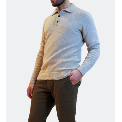 Roberto Collina Polo a maniche lunghe beige