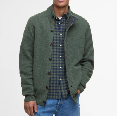 Barbour Maglione con zip Patch Olive
