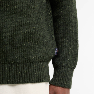 Barbour Maglione con zip corta Essentials in lana screziata Olive