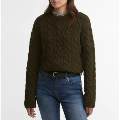 Barbour Maglione con taglio crop e lavorazione a trecce Joan Olive