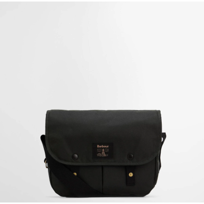 Barbour Riever Field Wax Fabric Crossbody Bag Sage