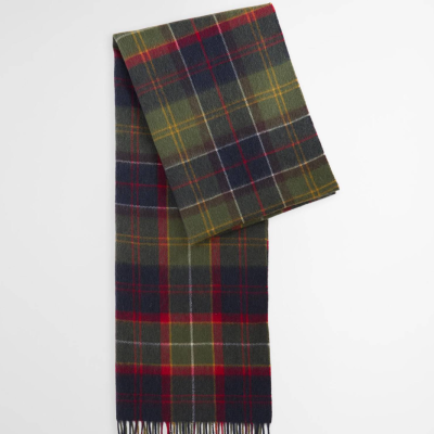 Barbour Sciarpa Brack in lana e tartan con finitura patchwork