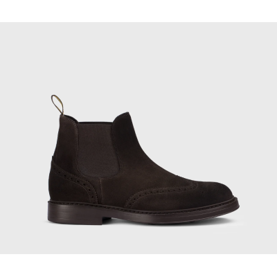 Doucal's Stivaletto a coda di rondine in suede marrone
