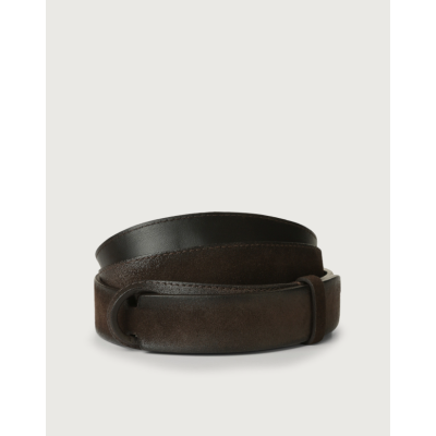 Orciani Nobuckle Cloudy dark brown suede belt
