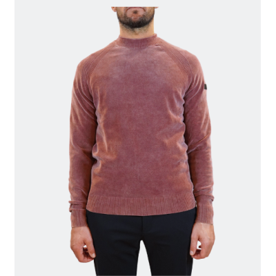 RRD Maglia girocollo in velluto tecnico effetto lavato rosa