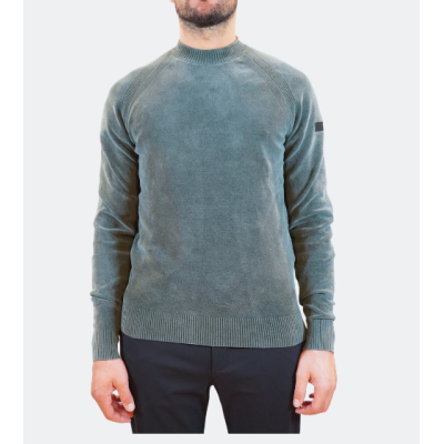RRD Maglia girocollo in velluto tecnico effetto lavato forest mist