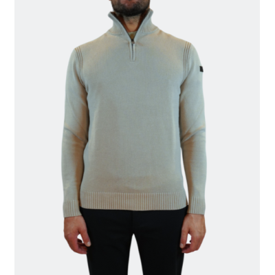 RRD Maglia in cotone a mezza zip White Sand