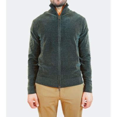 RRD Maglia in velluto con zip Forest Green