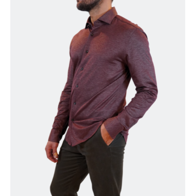Xacus Camicia Collo Francese Jersey Bordeaux