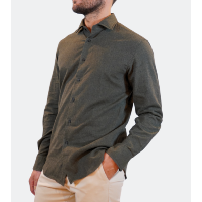 Xacus Camicia Collo Francese Twill Green vestibilità Evolution