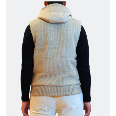 Gran Sasso Gilet trapuntato in lana con cappuccio beige