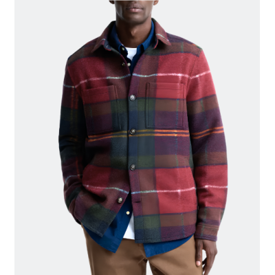 Barbour Overshirt Woodlane Spazzolata con Motivo a Quadri