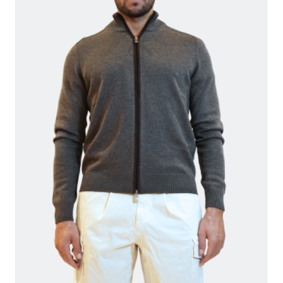 Gran Sasso Cardigan con Alcantara tortora