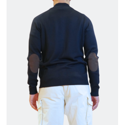 Gran Sasso Blue Cardigan with Alcantara Trim
